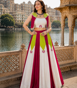 White Designer Rayon Lehenga Choli with Koti for Navratri