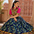 Navy Blue Soft Silk Blend Printed Gamthi Work Lehenga Se