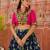 Navy Blue Soft Silk Blend Printed Gamthi Work Lehenga Se