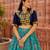 Sky Blue Soft Silk Blend Printed Gamthi Work Lehenga Se