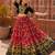 Red Soft Silk Blend Printed Gamthi Work Lehenga Se