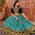 Sky Blue Soft Silk Blend Printed Gamthi Work Lehenga Se