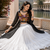 Black Leheriya Faux Georgette Kurti with Rayon Lehenga Set