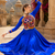 Royal Blue Rayon Cotton Navratri Lehenga Set