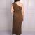 Brown self design one-shoulder co-ord set for women