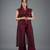 Wine embroidered crepe jacket co-ord set for women