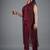 Wine embroidered crepe jacket co-ord set for women