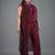 Wine embroidered crepe jacket co-ord set for women
