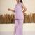Lavender embroidered polyester blazer co-ord set for women