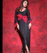 Black & red colorblocked lycra maxi dress for women