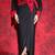 Black & red colorblocked lycra maxi dress for women