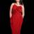 Red floral applique crepe strapless maxi dress for women