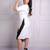 White modal applique work sheath midi dress for women