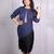 Navy blue crape fringe work sheath dress for women