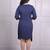 Navy blue crape fringe work sheath dress for women