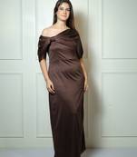 Brown solid modal maxi dress for women