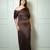 Brown solid modal maxi dress for women