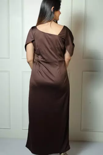 Brown solid modal maxi dress for women