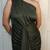 Green ruched satin one-shoulder maxi dress for women