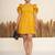 Mustard yellow 3d rosette work modal fit & flare mini dress