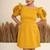 Mustard yellow 3d rosette work modal fit & flare mini dress