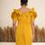 Mustard yellow 3d rosette work modal fit & flare mini dress