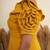 Mustard yellow 3d rosette work modal fit & flare mini dress