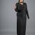 Black ruched polyester cowl neck long dress for women
