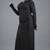 Black ruched polyester cowl neck long dress for women