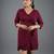 Maroon ruffle work polyester a-line mini dress