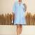 Sky blue pleated polyester asymmetric mini dress for women