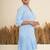 Sky blue pleated polyester asymmetric mini dress for women