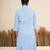 Sky blue pleated polyester asymmetric mini dress for women