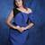 Blue & black bow work crepe sheath mini dress