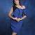 Blue & black bow work crepe sheath mini dress