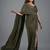 Olive green ruched shimmer kaftan gown dress for women