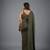 Olive green ruched shimmer kaftan gown dress for women