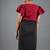 Red & black fringe work crepe fit & flare midi dress