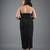 Black shimmer knit draped halter neck maxi dress for women