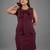 Burgundy bow work sheath dress for women