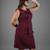 Burgundy bow work sheath dress for women
