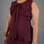 Burgundy bow work sheath dress for women