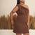 Brown bow work one-shoulder sheath dress for women