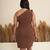 Brown bow work one-shoulder sheath dress for women