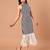 Black & white striped fringe work midi dress for women