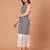 Black & white striped fringe work midi dress for women