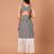 Black & white striped fringe work midi dress for women