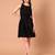 Black layered polyester a-line dress for women