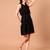 Black layered polyester a-line dress for women