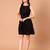 Black layered polyester a-line dress for women